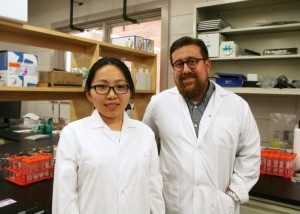 Michael Serpe with PhD student Xue Li, who is part of his research group and will be defending her thesis this summer.