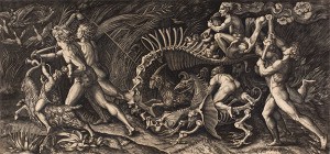 Agostino Veneziano (fl. 1509–1536), The Witches’ Rout (The Carcass). Engraving, c. 1520.